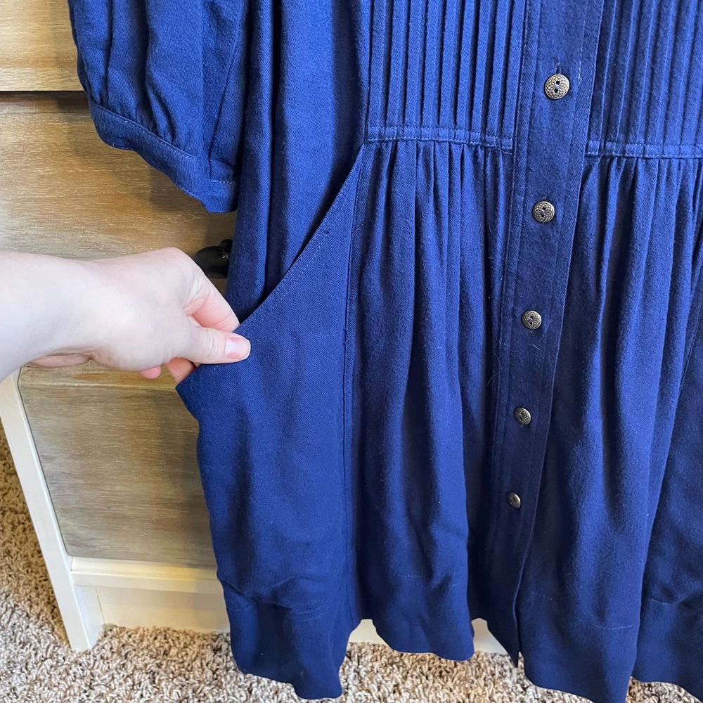 Anthropologie Dubois Blue Embroidered Tunic Shirt Dress - Picture 6 of 6